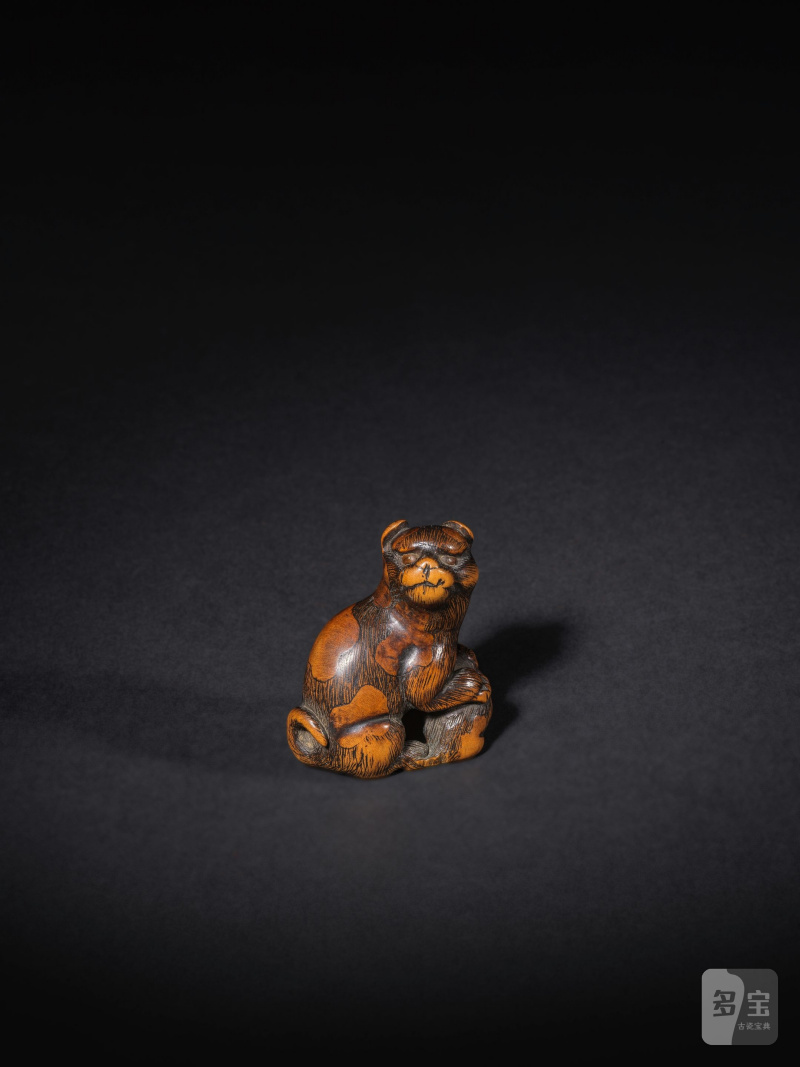 木彫根付 犬 銘「豊一」 19世紀前期 | NETSUKE EN BOIS REPRÉSENTANT UN CHIEN TACHETÉ - 图7